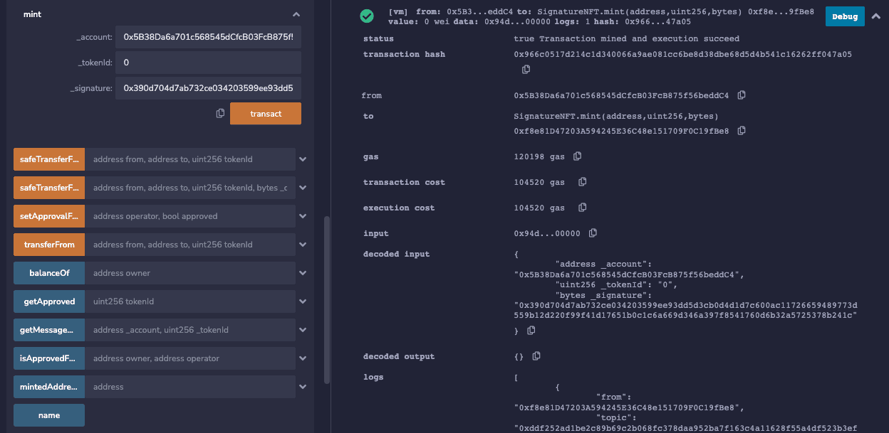 Deploying SignatureNFT Contract